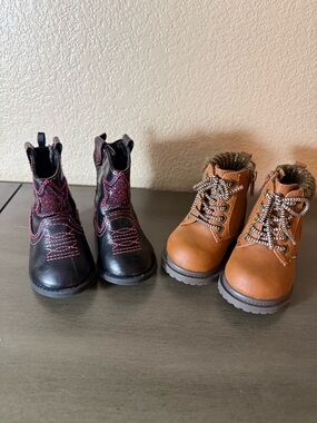 Wonder Nation & Faded Glory Toddler Boots Size 3 Bundle Cowgirl + Lace-Up